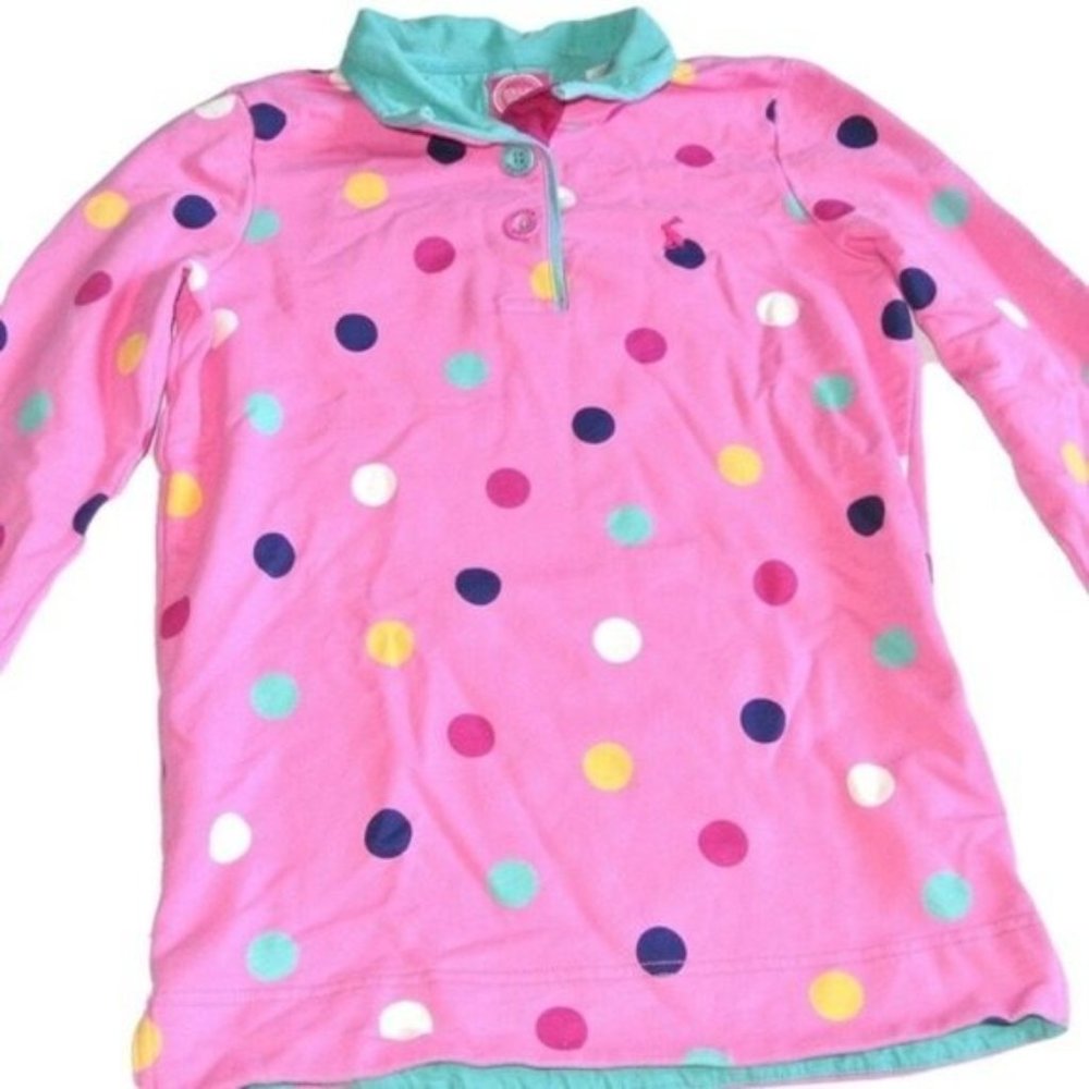 JOULES Polka Dot Pullover Sweatshirt Pink‎ Girls 11